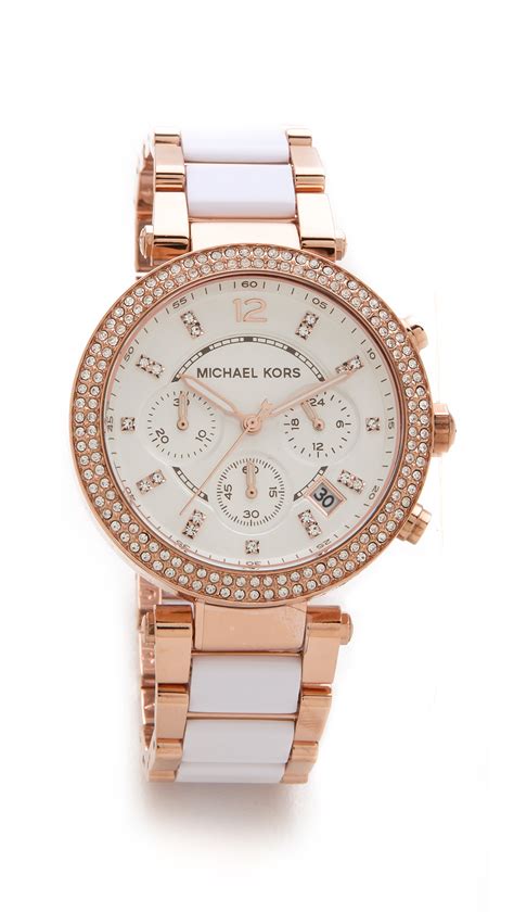 michael kors white and rose gold watch uk